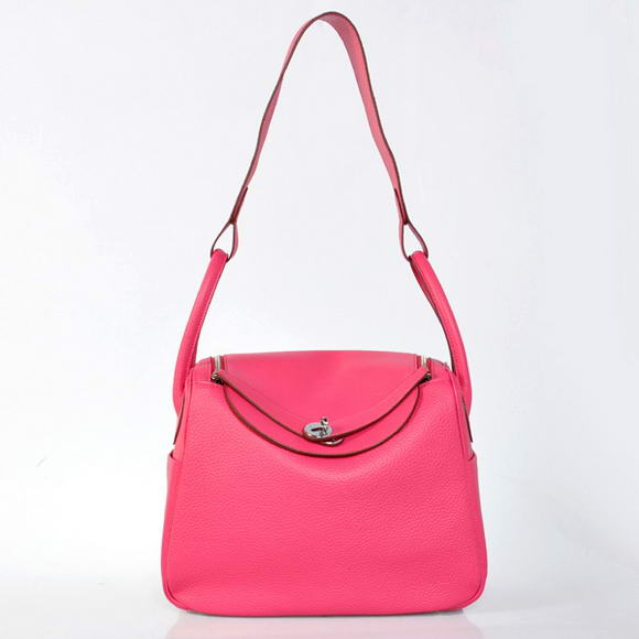 High Quality Replica Hermes Lindy 30CM Havanne Handbags 1057 Peach Leather Silver Hardware